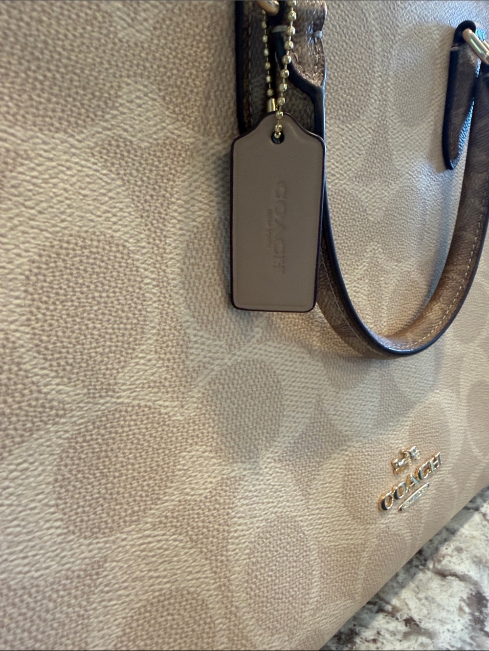 Coach Beige Signature Canvas Tote Bag - Coach - Picture 3 of 15